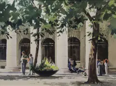 George Oakley, Outside The Gpo, Watercolour