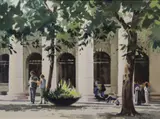 George Oakley, Outside The Gpo, Watercolour