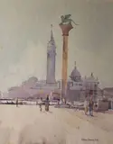 Arthur Gibney, Venetian Quayside, Watercolour
