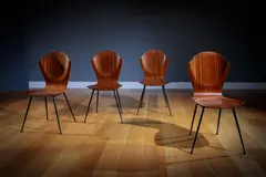 Carlo Ratti, A Set Of Four Shaped Plywood Chairs