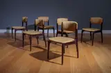 Gianfranco Frattini, A Set Of Six Rosewood Upholstered Dining Chairs,
