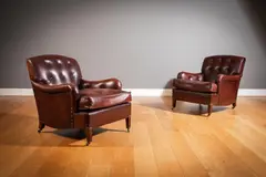George Smith, A Pair Of Tanned Leather Club Chairs,