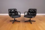 Charles Pollock, A Pair Of Leather Upholstered Executives Chairs, 1970'S