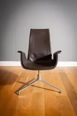 Knoll, A Brown Leather 6727 Swivel Chair,