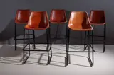 Rocket St. George, A Set Of Five Industrial Leather Bar/Kitchen Island Stools,