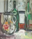 Dennis Orme Shaw, Still Life With Painted Jug, Oil on board