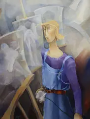 Girl In Artists Studio by Margaret Egan, Oil on canvas, sold May 2021