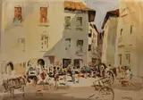 Desmond Carrick, Market Square, Watercolour