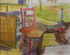 Barbara Warren, Little Red Chair, Crayon and pencil
