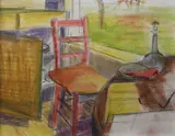 Barbara Warren, Little Red Chair, Crayon and pencil