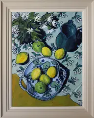Patrick Viale, Lemons On Italian Cloth, Oil on board