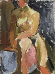 Nude Study by Elizabeth Rivers, Oil on board, sold May 2021