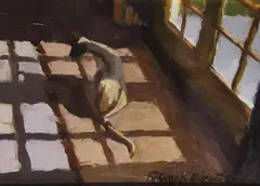 Cat - Sunny Morning by Desmond Hickey, Oil on board, sold May 2021