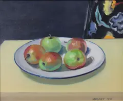 Brian Mooney, Apples On A Plate, Oil on canvas