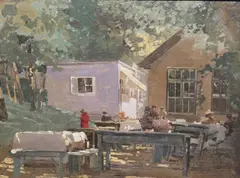 Erin Lindegaard, Tea Rooms Ballybrack, Oil on board