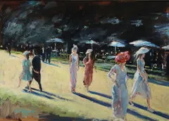 John Fitzgerald, Out For A Stroll, Royal Ascot, Oil on canvas