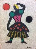 Markey Robinson, Dancer, Collage on wallpaper