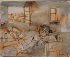 Reading The Letter, Pedregalejo by George Campbell, Watercolour, sold Feb 2021