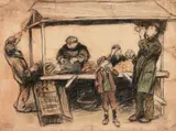 William Conor, Fruit Stall, Crayon