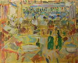 Phil Kelly, Salon Ni Za, Oil and pencil on board