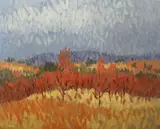 Ridge With Winter Trees, Co. Wicklow by Desmond Carrick, Oil on board, sold Feb 2021