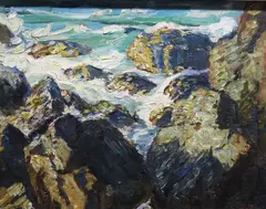 W. J. Potter, Costal Landscape, St. Ives, Oil on board