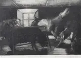 Diarmuid Delargy, Linnegan's Kitchen, 1982, Etching