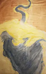 Cecily Brennan, Flowing River Landscape, Mixed media on canvas (watercolour and pencil)