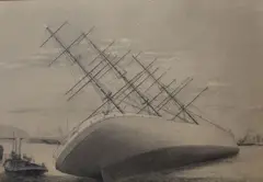 N. Cavanagh, Ships Docked In Harbour, Pencil