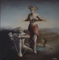 Fisherman by Andrzej Mazur, Oil on canvas, sold Feb 2021