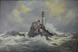 N. Henderson, Coastal Landscape, Oil on board