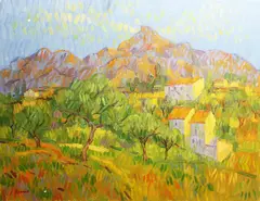Desmond Carrick, Villas On A Hill, Nerja, Oil on board