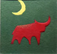 Red Bull And Cresent Moon by Patrick McElroy, Enamel, sold Nov 2020