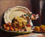 Roderic O'Conor, STILL LIFE WITH CAULIFLOWER, VASE OF FLOWERS AND A PLATTER, (c.1923-26), Oil on canvas