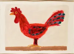 Breon O'Casey, Rooster, Acrylic on paper