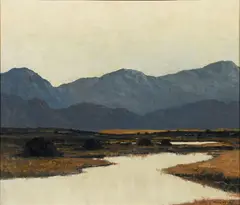 Paul Henry, Turf Stacks, Pool And Mountains, Co. Kerry, (c.1933) Oil on canvas