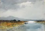 William Percy French, Bog Landscape With Turf Stacks