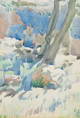 William John Leech, Trees In A Garden, Watercolour