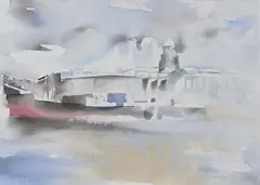 Louis le Brocquy, Liffey At The Customs House, DUBLIN Watercolour
