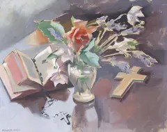 Still Life With Cross by Frances Kelly, Oil on canvas, sold May 2020