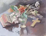 Frances Kelly, Still Life With Cross, Oil on canvas
