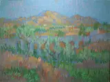 Aquaduct, Late Evening by Desmond Carrick, Oil on board, sold May 2020