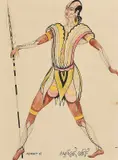 Harry Kernoff, Savage Chief, Watercolour