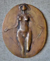 Jack Coughlin, Two Figures Turning, Bronze Bas-Relief