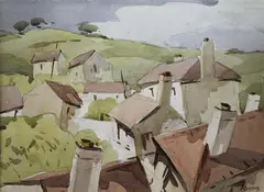 Desmond Carrick, Rooftops, Watercolour