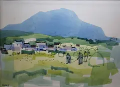 Desmond Carrick, Tending The Nets, Achill Island, c.1950 Watercolour