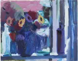 Brian Ballard, Bottles Against Window, Oil on canvas