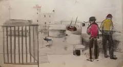 Barbara Warren, Howth Harbour, Crayon on paper