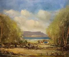 Landscape by Norman J. McCaig, Oil on board, sold Jun 2020