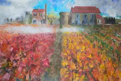 Micheal Farrell, Railway Station, Lezan, France, Acrylic on canvas